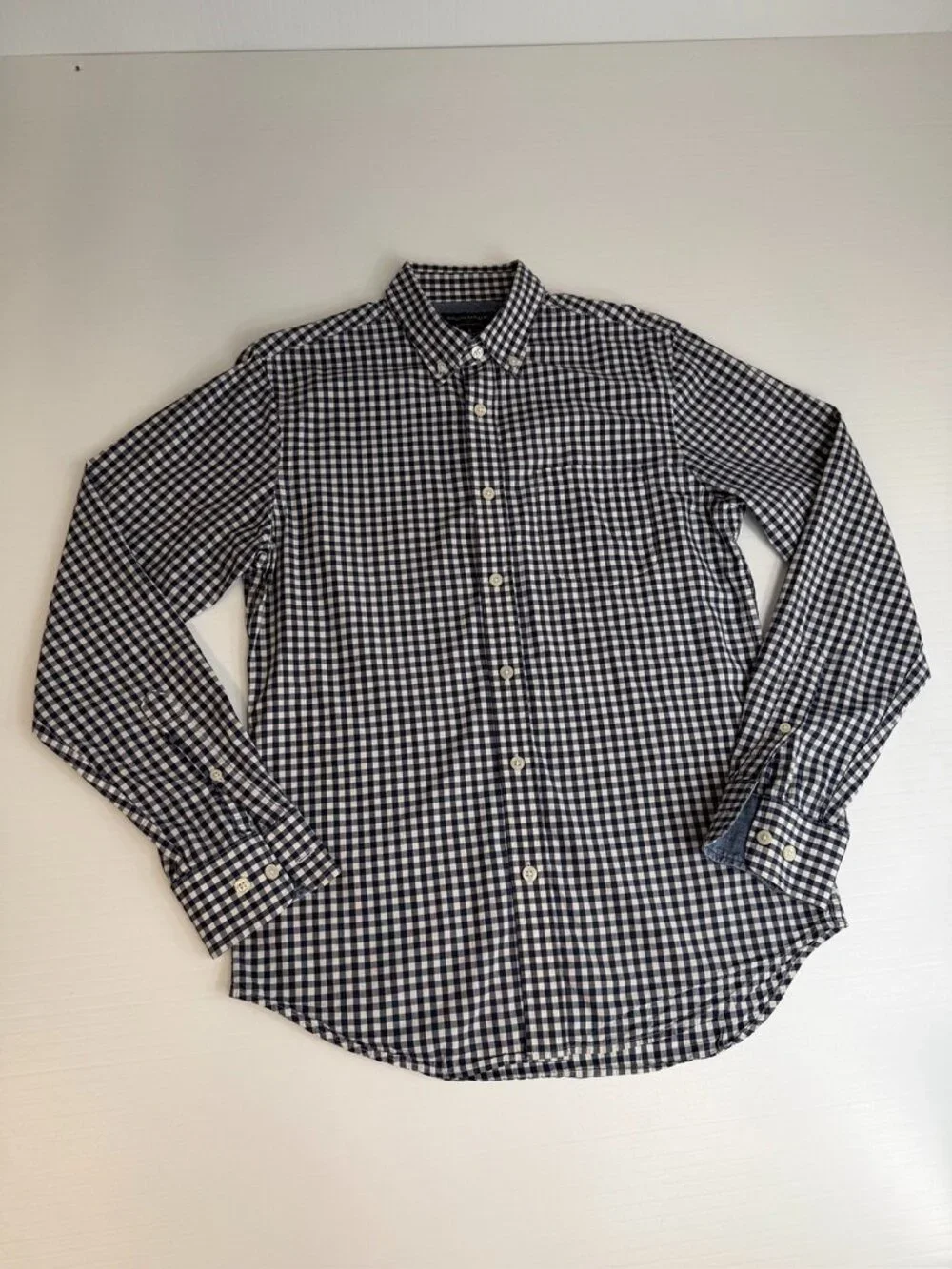 Banana Republic Button Up Men Small Slim Fit Soft Dress Shirt Gingham Work Ex